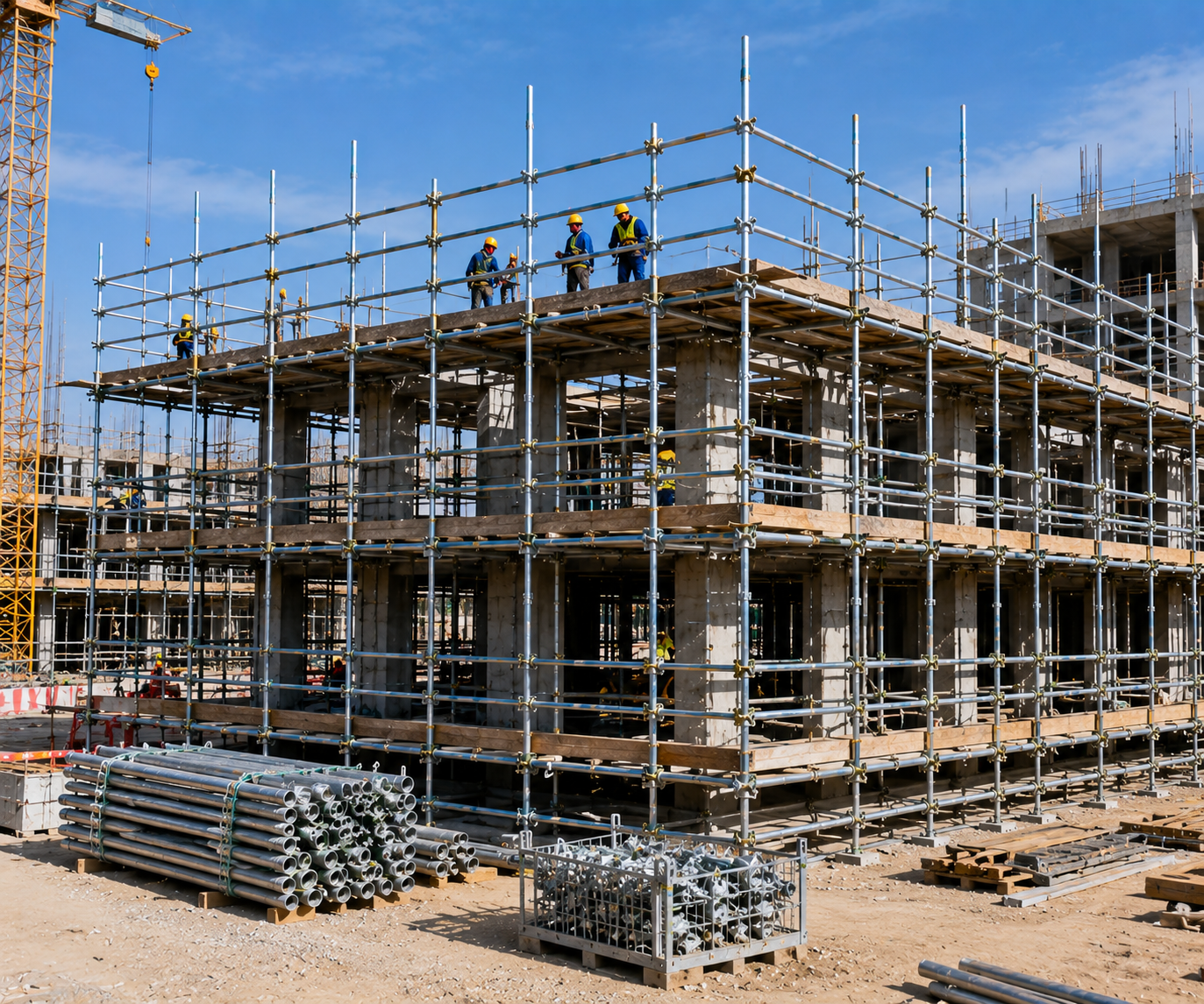 Double Coupler Scaffolding for Secure Construction Connections